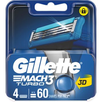 Gillette Mach 3 Turbo Replacement Cartridges 4 Pack