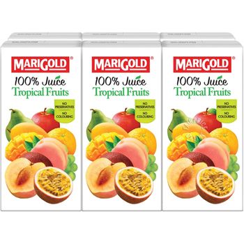 Marigold 100 Percent Packet Juice Tropical Fruits 6 x 200ml