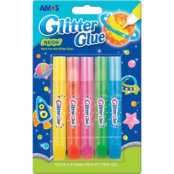 Amos Glitter Glue Color Neon 5 x 10.5ml