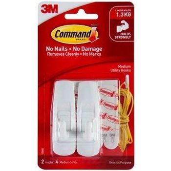 3M Command 17001 Medium Hook 2 Pcs + 4 Strips