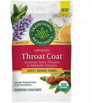 Traditional Medicinals Throat Coat Sweet Orange Fennel Lozenges (16 drops)