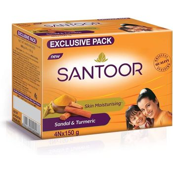 Santoor Skin Moisturizing Sandal And Turmeric Bathing Soap 4pcs 150g