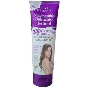 Luxe Organix Niacinamide + Bakuchiol Retinol Velvet Shower Salt Scrub 300g