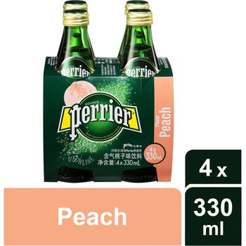 Perrier Sparkling Mineral Bottle Water Peach 4 x 330ml