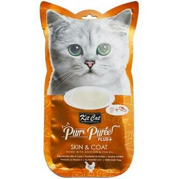 Kit Cat Purr Puree Plus+ Chicken And Fish Oil Skin And Coat Care Cat Treats 60g
