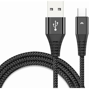 Premium Braided Micro Usb Fast Charge Cable LED 5V 2.4A 1.2m Black