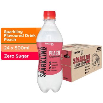 Pokka Sparkling Water Lemon/Peach Zero Sugar 24 x 500ml Carton