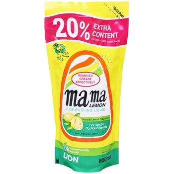 Mama Lemon Dishwashing Liquid Refill Natural Lemon 600mlx3