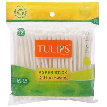 Tulip Cotton Buds 100 Pcs Pouch 50g