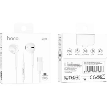 Hoco M101 Crystal Joy Type C Wired Earphones White