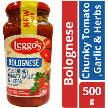 Leggo's Pasta Sauce Bolognese Chunky Tomato Garlic Herbs
