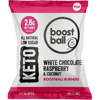 Boostball Keto Snacks Raspberry White Choc And Coconut Burner Bites 40g