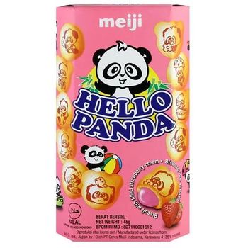 Meiji Hello Panda Strawberry Biscuits 42g( bundle of 3)