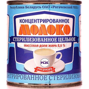 Rogachev Concentrated Sterilized Whole Milk 8.6% Fat 300g