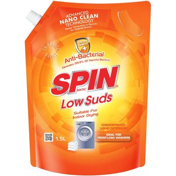 Spinmatic Low Suds Liquid Detergent Refill Antibacterial 1.5L