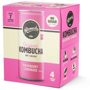 Remedy Org Raspberry Lemonade Kombucha 4pcs 250ml