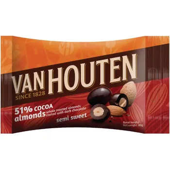 Van Houten Semi Sweet Almond Pouch 80g