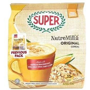 Super Nutremill 3in1 Instant Original Cereal Wholegrain Oats Flakes Corn 15 Sachets 420g