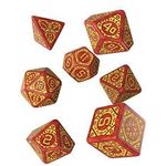 Q Workshop Starfinder Dawn of Flame RPG Ornamented Dice Set 7 Polyhedral Pieces