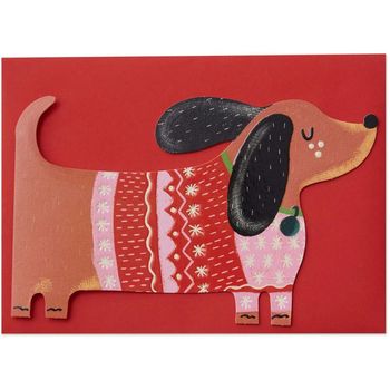 Raspberry Blossom Dachshund Dog in Christmas Jumper