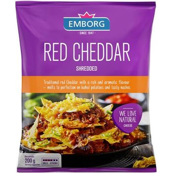Emborg Red Cheddar Shredded Cheese 200g