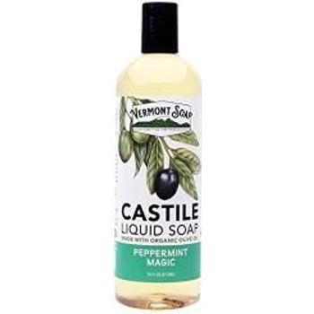 Vermont Castile Soap Peppermint Gentle Liquid Soap For Sensitive Skin Natural Body Wash Organic Hair Shampoo For Oily Hair Aloe Castile Soap For Men Women 16oz