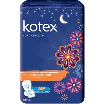Kotex Soft & Smooth Slim Overnight Wing Pads Heavy (32cm) 18s