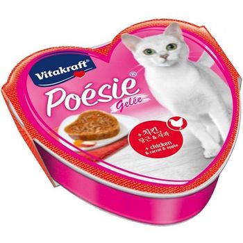 Vitakraft Cat Food Poesie Hearts Chicken Carrot & Apple In Jelly Tray 85g