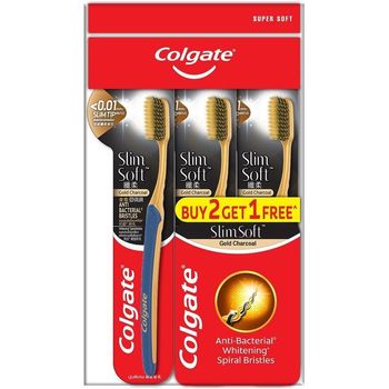 Colgate Toothbrush Slim Soft Charcoal Gold 3pcs
