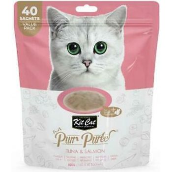 Kit Cat Purr Puree Tuna And Salmon Cat Treats 40 Sachets Value Pack 600g