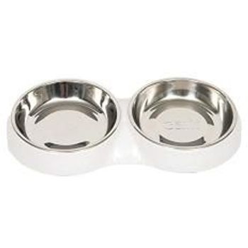 Catit Double Cat Food Bowl White