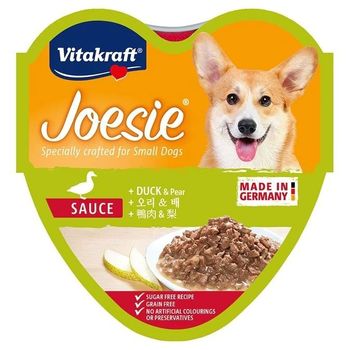 Vitakraft Joesie Hearts Duck & Pear In Sauce Tray Wet Dog Food 85g