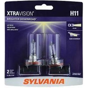 Sylvania H11 Xtravision High Performance Halogen Headlight Bulb High Beam Low Beam And Fog Replacement Bulb Contains 2 Bulbs H11xvbp2