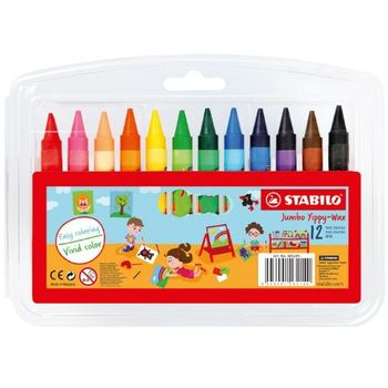 Stabilo Jumbo Yippy-Wax Crayons 12 Colours 2812JPL