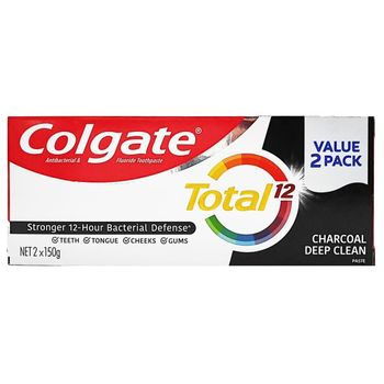 Colgate Toothpaste Total 12 Bacteria Defense Charcoal Deep Clean 2pcs 150g