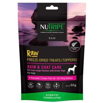 Nutripe Dog Raw Freeze Dried Treats Toppers Skin and Coat Care 50g