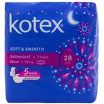 Kotex Soft And Smooth Overnight Wing 28cm 7pcs