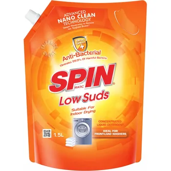 Spinmatic Low Suds Liquid Detergent Refill Antibacterial 1.5L