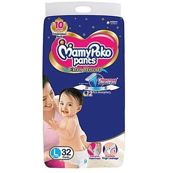 MAMYPOKO L PANTS EXTRA DRY NATURE DIAPERS 9-14KG, 32PCS