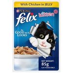 Purina Felix As Good As It Looks Wet Cat Food Chicken In Jelly For Kittens 85g