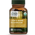Gaia Herbs - Brain & Cognitive Support, Lion's Mane Mushroom (40 vegan capsules)