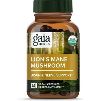 Gaia Herbs - Brain & Cognitive Support, Lion's Mane Mushroom (40 vegan capsules)
