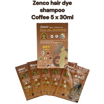Zenco Hair Dye Shampoo/Hair Colour-In Natural Black/Coffee/Hair Shampoo 5 x 30ml