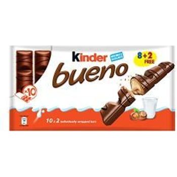 Kinder Bueno Milk Chocolate Covered Wafer With Milky And Hazelnuts 10 x 43g