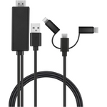 Onten 7537S 3 in 1 HDMI HDTV Cable for Lightning / Micro / USB-C Connector 1.8M