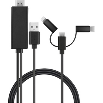 Onten 7537S 3 in 1 HDMI HDTV Cable for Lightning / Micro / USB-C Connector 1.8M