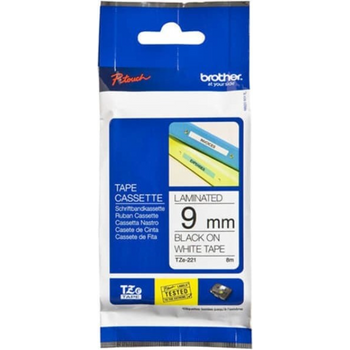Brother Laminated Label Tape Black On White 9mm TZe-221
