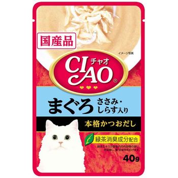 Ciao Cat Treat Creamy Soup Pouch Tuna Maguro Chicken Fillet Topping Shirasu 40g
