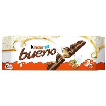 Kinder Bueno Milk And Hazelnut 8 Twin Chocolate Bar Box 344g