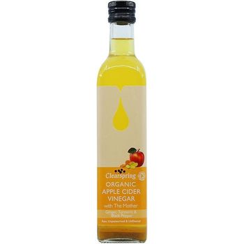 Clearspring Organic Apple Cider Vinegar With The Mother Ginger Turmeric And Black Pepper 500ml